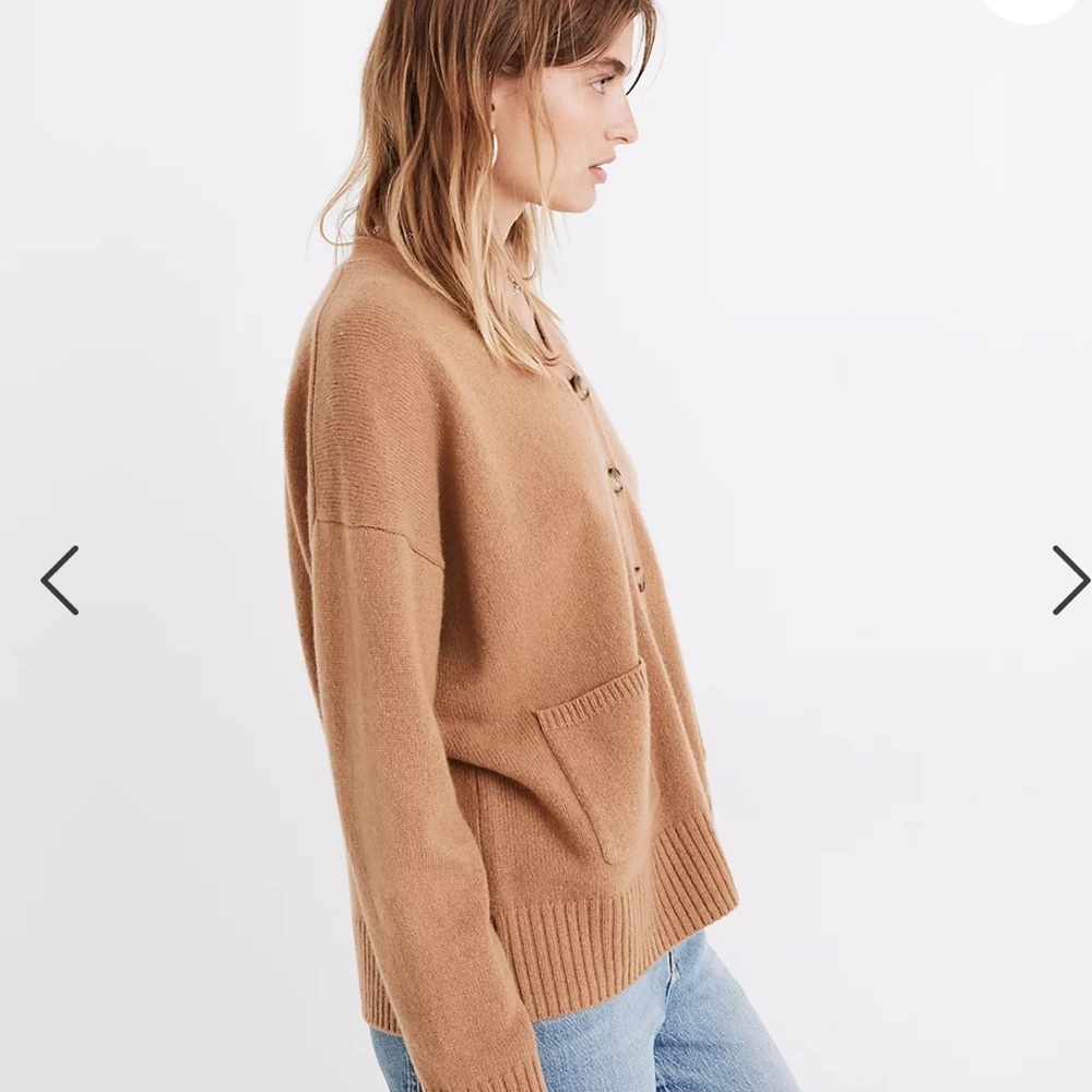 Madewell (Re)sourced Cashmere Ex-Boyfriend Cardigan Sweater Honey Chestnut - Picture 2 of 6